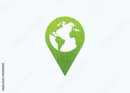 World Location Green Icon vector illustration. Green location symbol of pin. Green map on location pin concept of World Tourism Day.