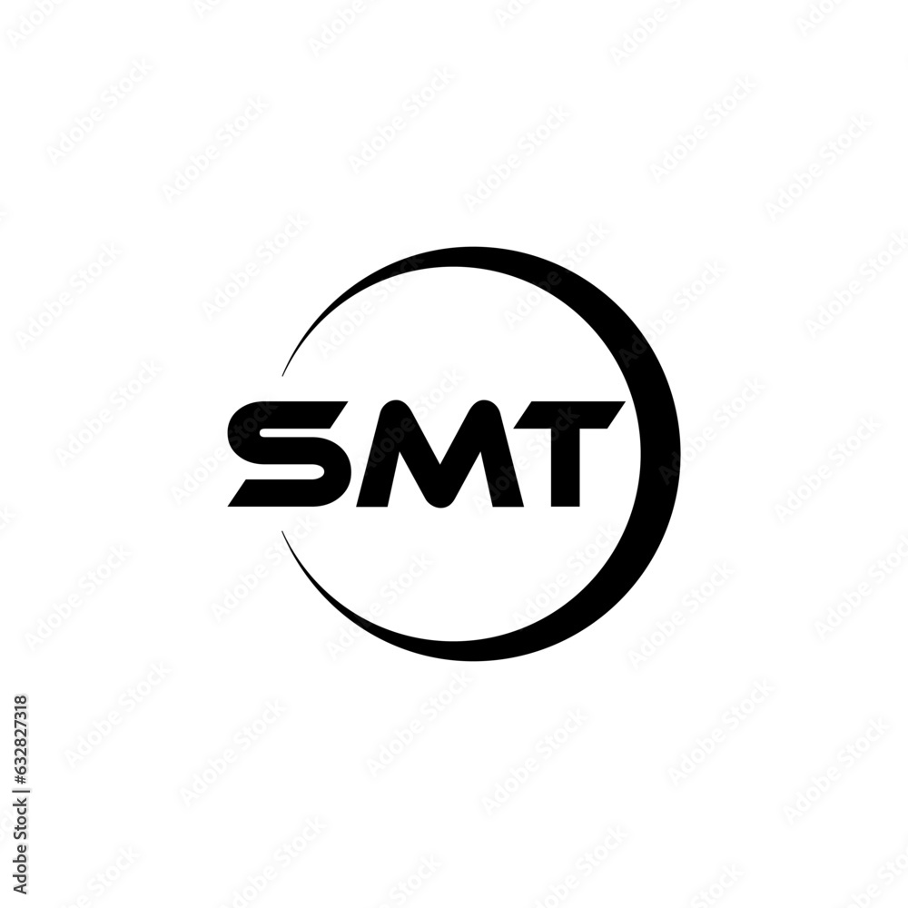 SMT letter logo design with white background in illustrator, cube logo, vector logo, modern alphabet font overlap style. calligraphy designs for logo, Poster, Invitation, etc.