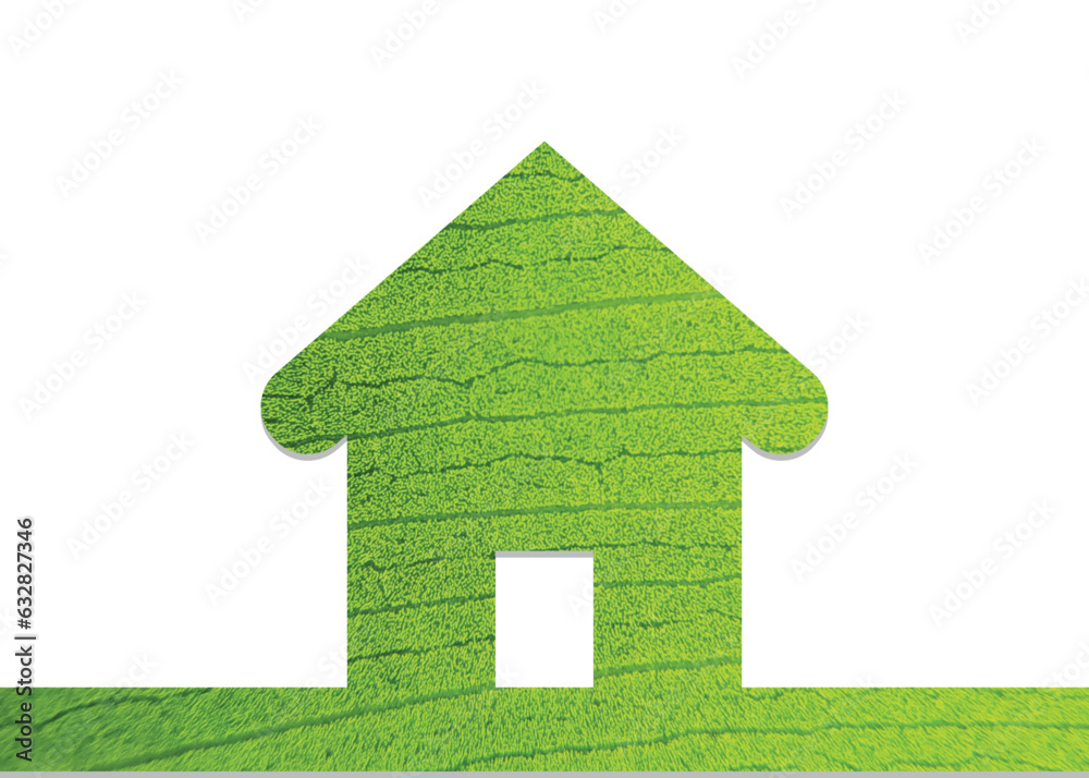 House icon made from leaf on white background. Green House concept. Vector illustration green home environment day background. House icon made from leaf on white background. Green House concept. Vector illustration green home environment day background.