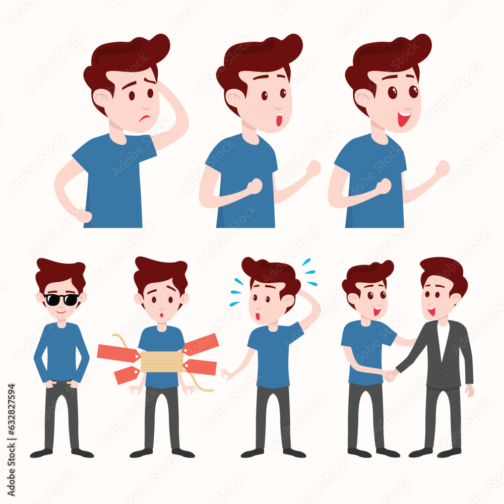 Boy Character Flat Design Vector Illustration