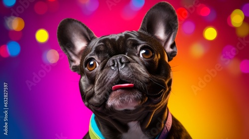 Photo of a dapper French bulldog wearing a collar and tie created with Generative AI technology © AI Visual Vault