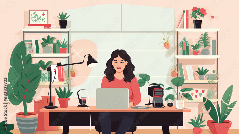 A girl with a broadcast on the Internet, marketing of video blogs on social networks, the concept of a live broadcast. Generative AI A girl with a broadcast on the Internet, marketing of video blogs on social networks, the concept of a live broadcast. Generative AI