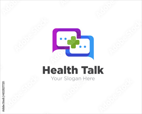 talk health app logo designs simple modern for medical talk and chat icon 