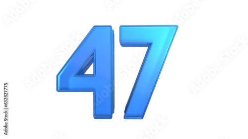 Creative blue glossy 3d number 47