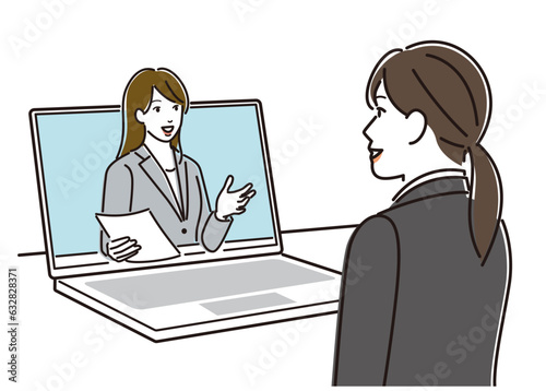 オンラインで女性と面接する女性