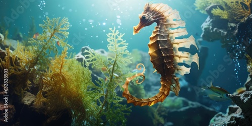 A picture that emphasizes the charm of seahorses in the crystal waters of the ocean