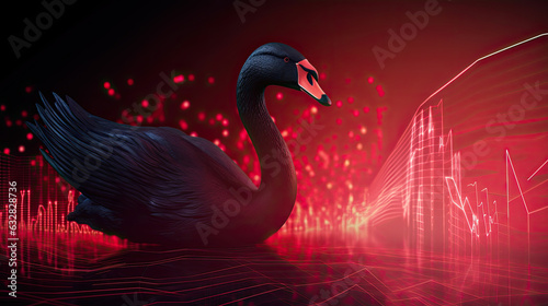Concept art of Black swan Stock Market in futuristic idea