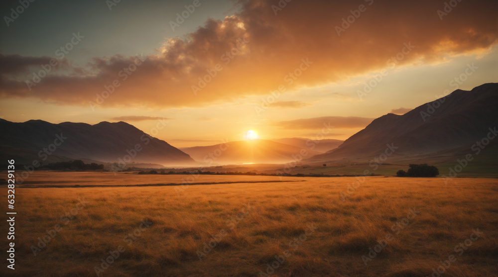 sunset in the mountains stunning view landscape