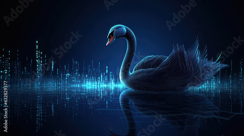 Concept art of Black swan Stock Market in futuristic idea