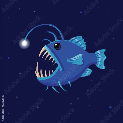 Deep sea angler fish vector