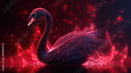 Fototapeta Naklejka Na Ścianę i Meble -  Concept art of Black swan Stock Market in futuristic idea