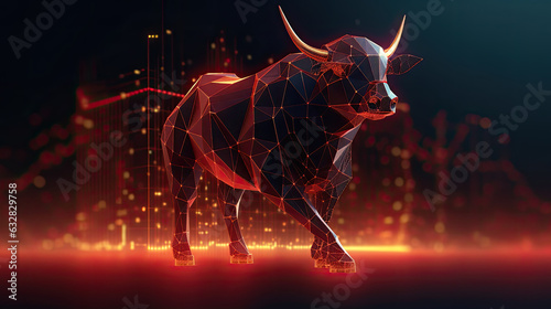 Concept art of Bull Stock Market in futuristic idea