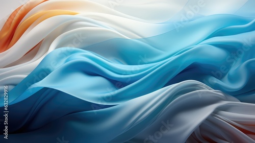Abstract blue ribbons wavy background, Abstract silk or satin fabric with smooth folds, 3d illustration. generative ai
