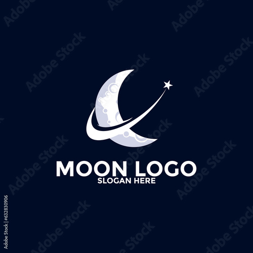 Moon logo vector icon, simple moon logo design template