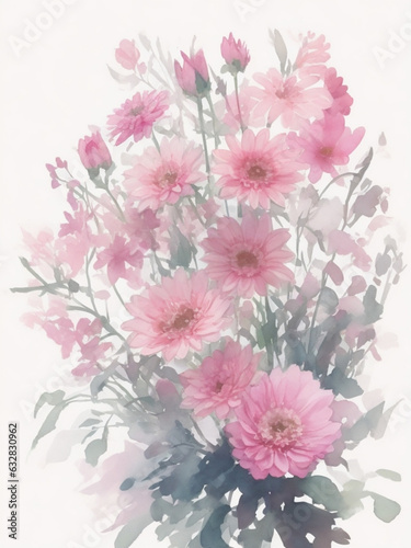 Watercolor flowers on a white background without shadows for illustration.