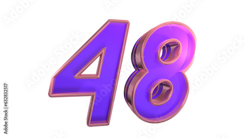 Creative clean purple glossy 3d number 48