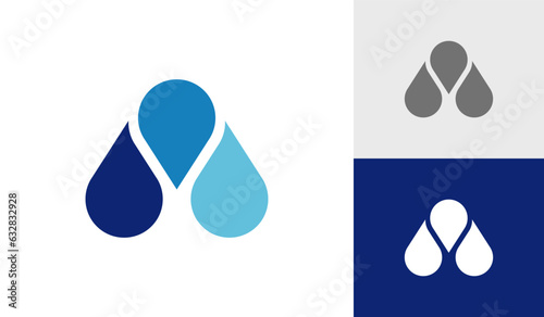 Letter A with water drop logo design
