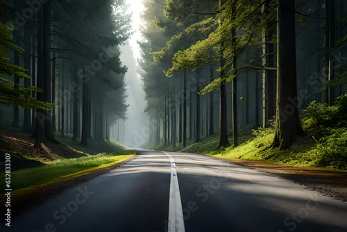 road in the forest generated by AI technology