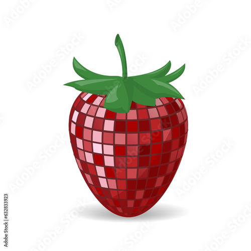 Strawberry Disco ball. Template for poster, invitation, congratulations.