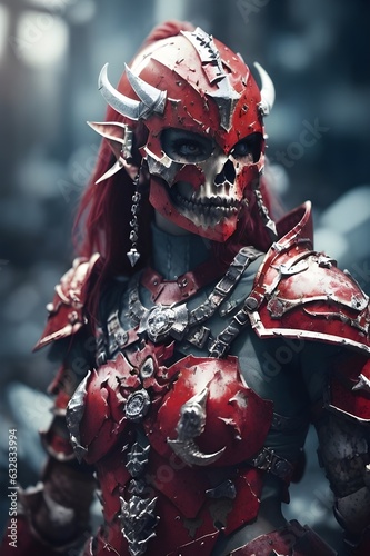Ancient Skull Style Armored Female Warrior / Knight