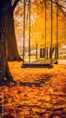 shot of bench swing an autumn park 