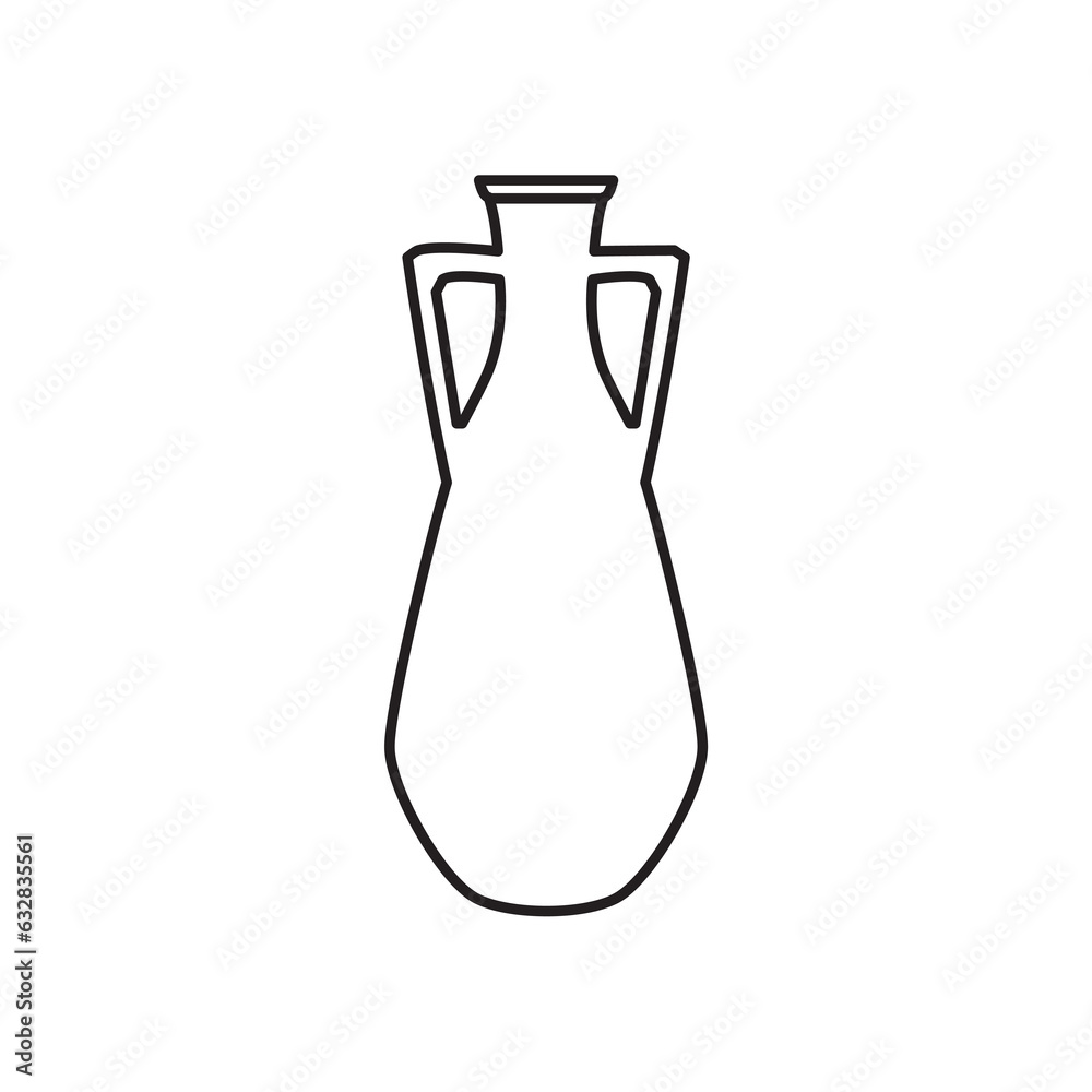 Pottery Vases Flower Home Interior Decoration. Vector icons pottery, vase ceramic Vector illustration of amphora, vase, pottery. Editable stroke. Ancient and modern tableware, Vector icon line.