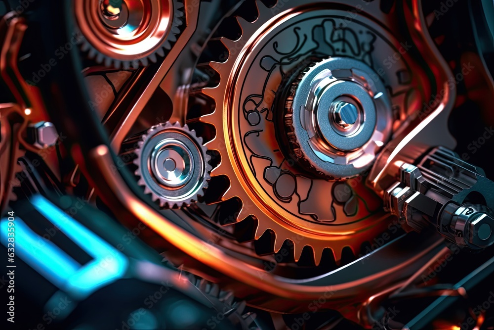 Gear wheels, close-up view. Mechanism and engineering concept Gear wheels, close-up view. Mechanism and engineering concept