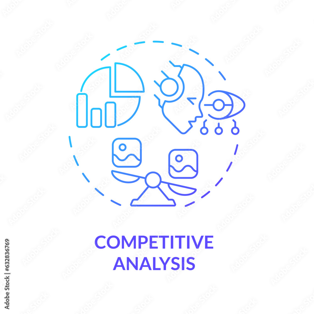 Gradient competitive analysis icon concept, isolated vector, AI for SEO thin line illustration. Gradient competitive analysis icon concept, isolated vector, AI for SEO thin line illustration.