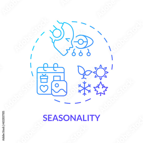 Gradient seasonality icon concept, isolated vector, AI for SEO thin line illustration. photo