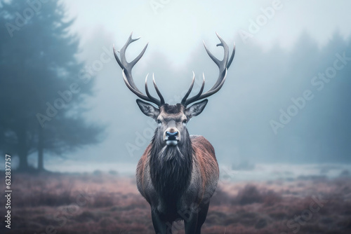 Enigmatic Stag Amidst Irish Winter's Embrace © AIproduction