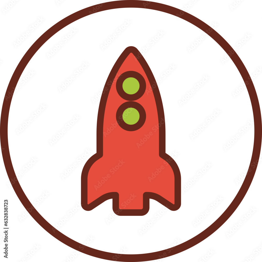 Naklejka premium rocket flat icon in circle.