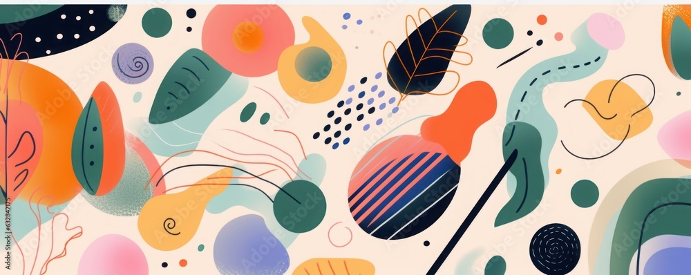 Abstract hand drawn doodle print.
