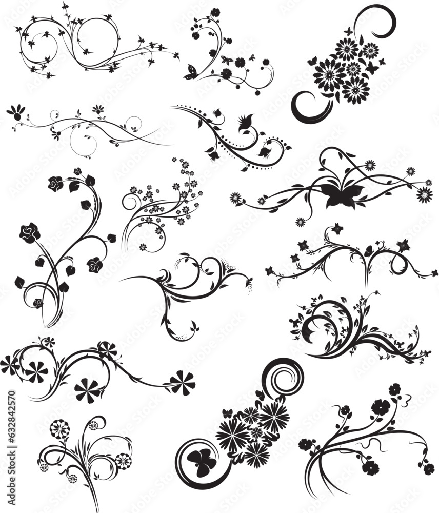 black and white elements vector