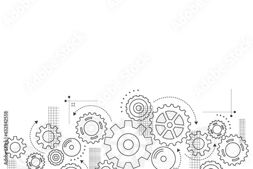 Abstract gear wheel mechanism background. Machine technology. Vector illustration