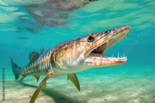 Majestic Spotted Gar in Full View