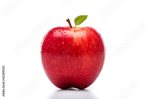 Fresh red apple with water drops isolated on white background