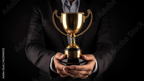 Wallpaper Mural Manager businessman or boss holding champion golden trophy cup Torontodigital.ca