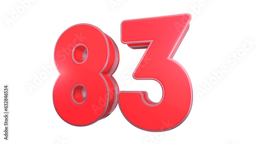 Creative clean Red glossy 3d number 83