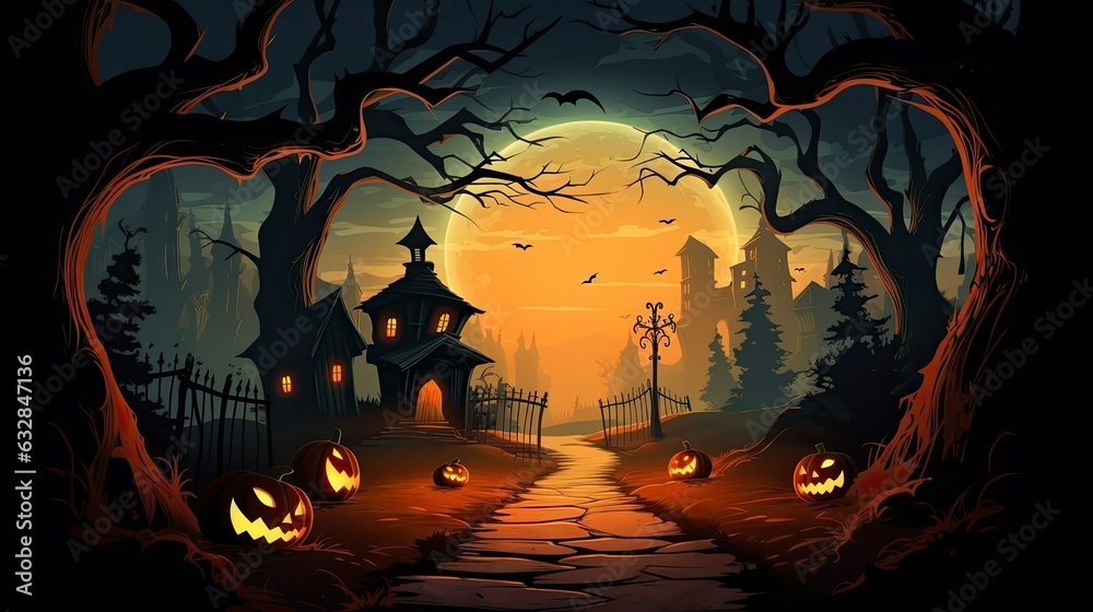 halloween Illustration banner , ai generative