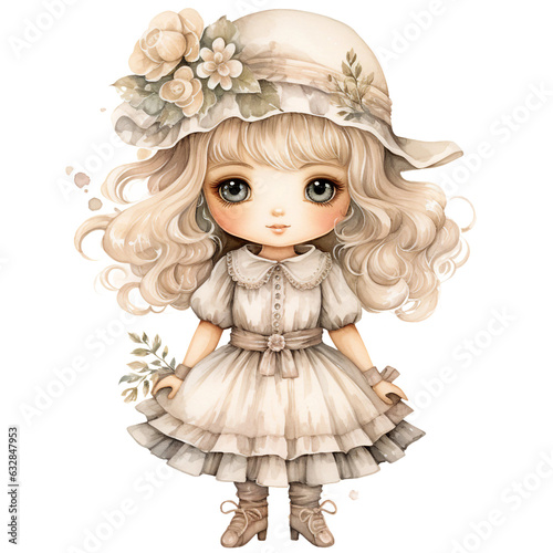 Timeless Isolated Bisque Dolls with Classic Hats
