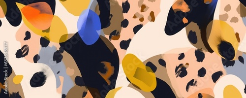 Trendy abstract leopard print  illustration. Hand drawn cartoon style pattern, Generative AI