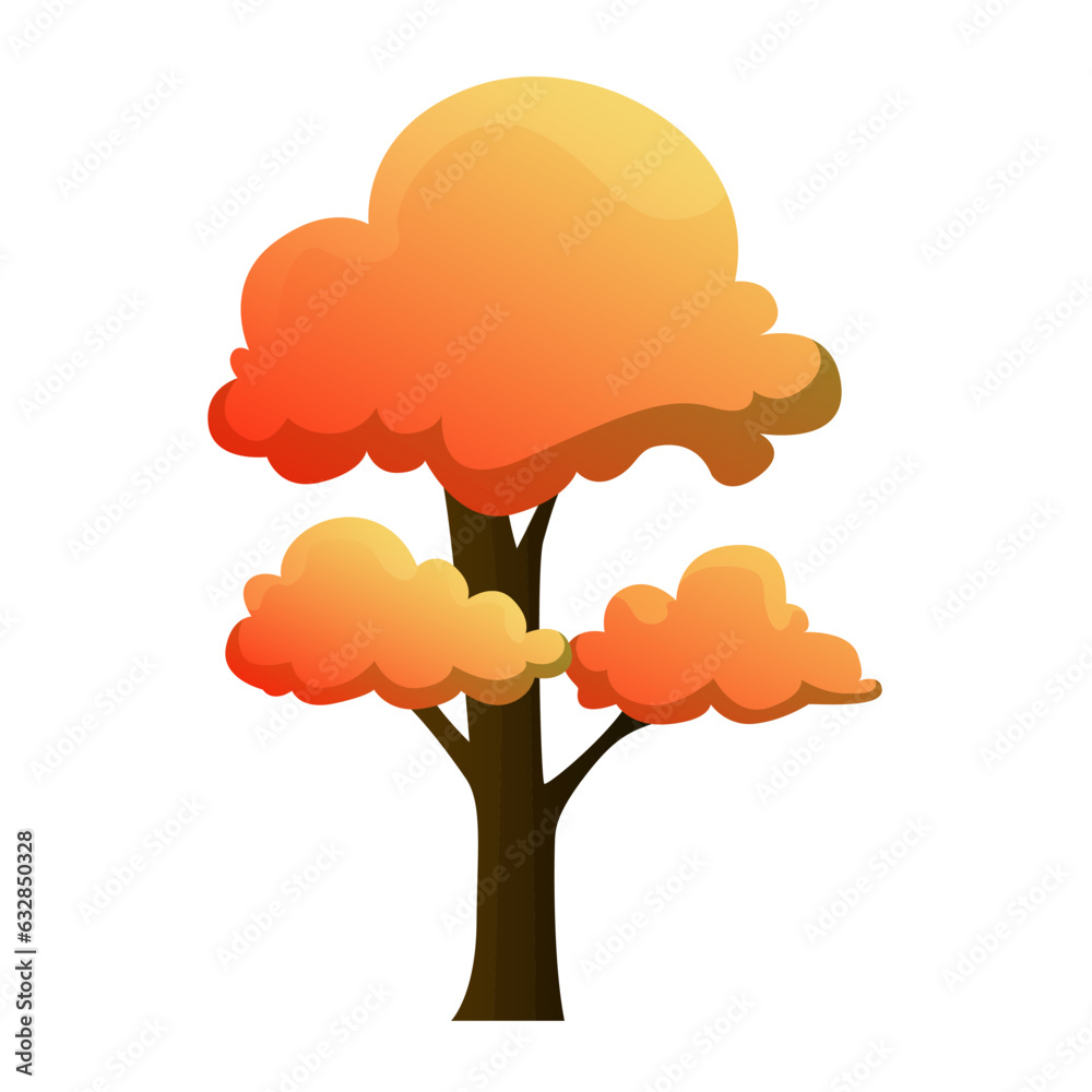 autumn tree in cartoon style vector design