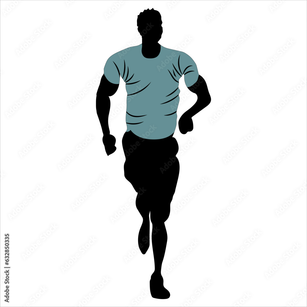A man running style avatar art in black and white