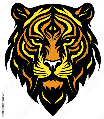 Three colors tiger face logo shape