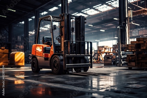Forklift in a warehouse. Working in a warehouse. © Daniel Jędzura