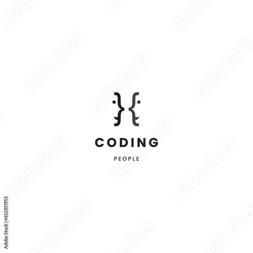 coding logo, people code logo, programmer teamwork logo concept