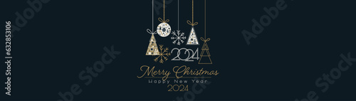 Merry Christmas and Happy New Year 2024 banner.