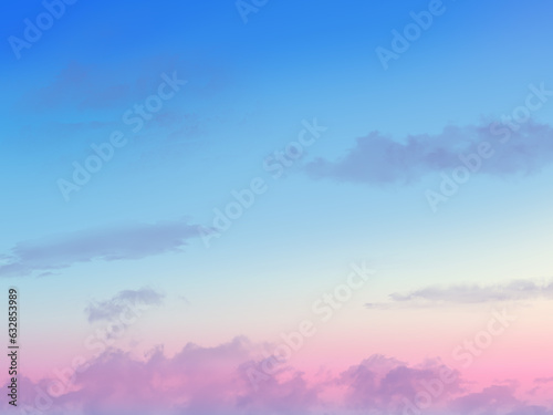 雲 夕焼け 朝焼け 空 ピンク オレンジ ブルー 夢 可愛い 夜空 一番星 ユニコーン 綺麗 パステルカラー © aall design