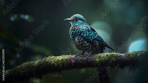 Cotinga Perched on a Tree Top, Jungle Birds, bokeh  photo