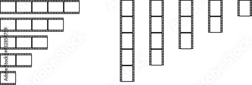 Grunge film strips. Old retro cinema movie strip. Video recording. Vector illustration.